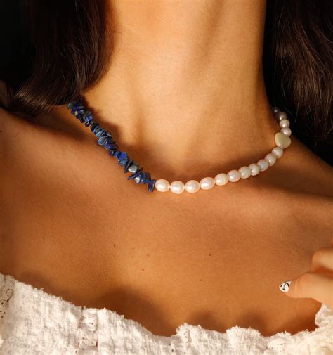 Lapis And Pearl Necklace